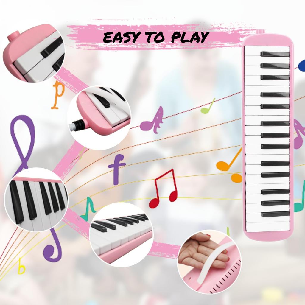 Beginner's Melodica, 32-Key Melodica, Suitable for Kindergarten (Pink)