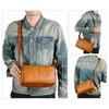 Whatna Antique-Style Tanned Natural Cowhide Leather Shoulder Bag for Men, Mini Crossbody Bag, Chest Bag, Small Business Bag, Fits iPad Mini, Shoulder