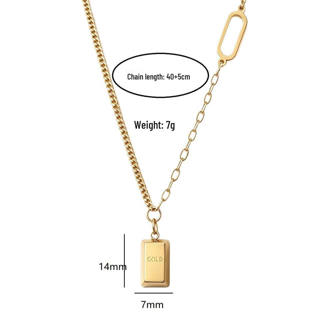Titanium Steel Luxury Small Square Pendant Necklace for Women - Versatile, Stylish, Non-Fading Jewelry