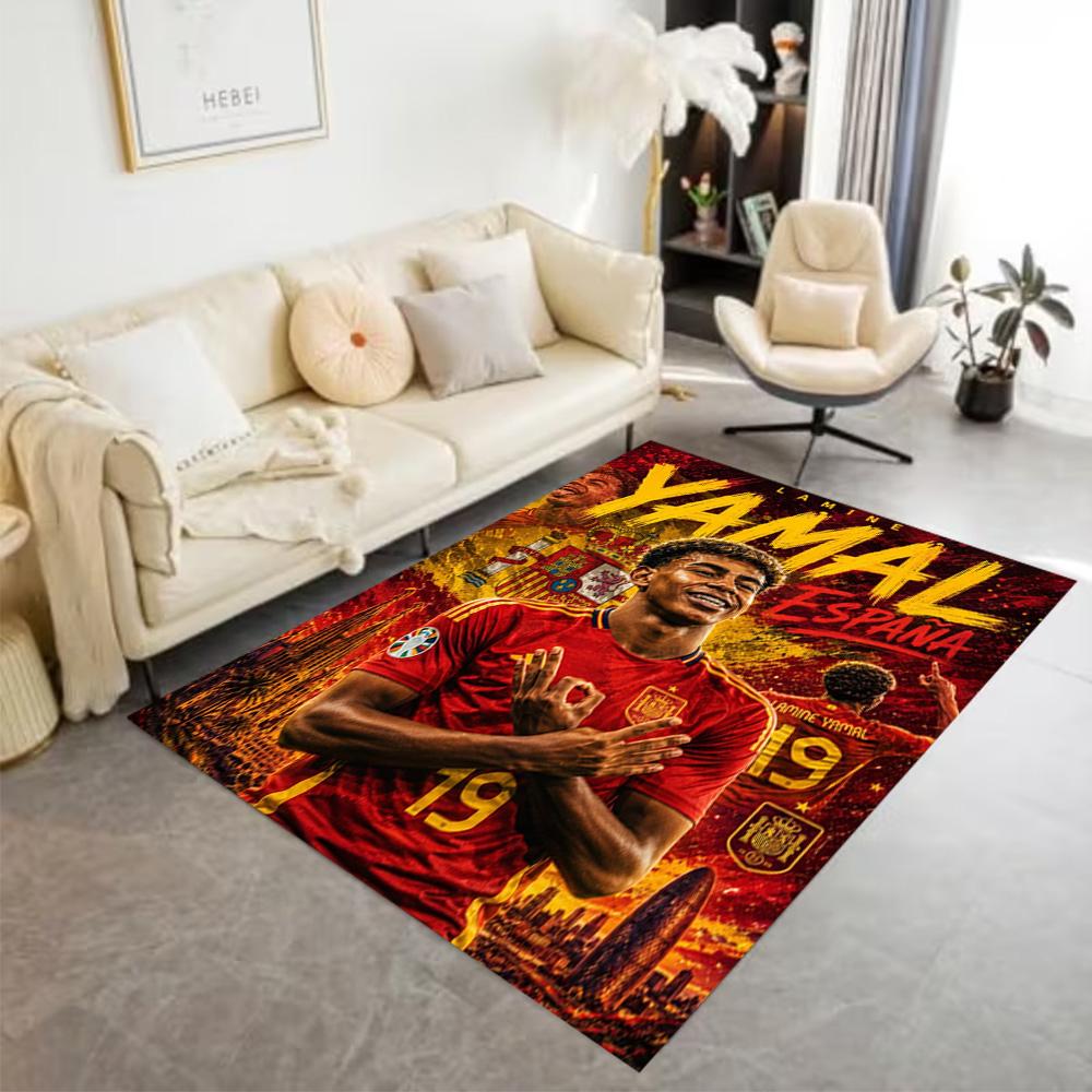 Lamine Yamal's Musik Sport Fusion Teppich Perfekt für Wohnzimmer Schlafzimmer Küche Balkon Rutschfester Teppich Anime Büro Dekoration Geschenk für Festivals