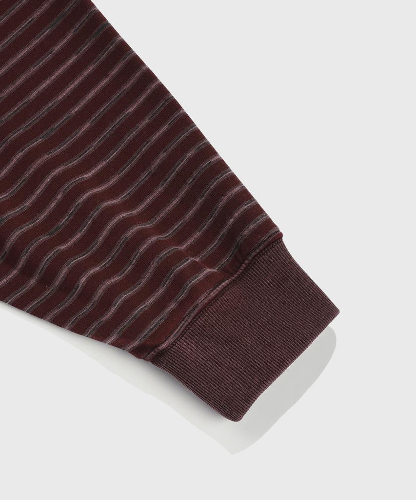 Kiimuir Striped Dyed Zip-Up Hoodie_Burgundy