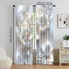 2Pcs Gray Diamond Pearl Butterfly Print Curtains Rod Hole Design For Easy Hanging Light Filtering Polyester Drapes For