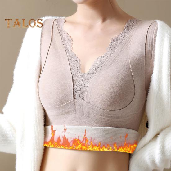 Thermal Bottoming Tops with Built-in Chest Pads DE Velvet Double Layer Warmth Long Sleeve Pullover Tops Solid Color Winter Inner Outer Wear
