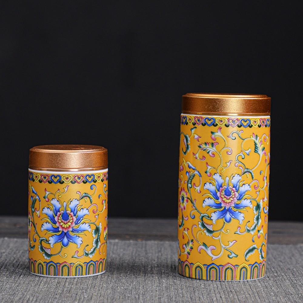Chinesische Stil Leere Teedose Keramik Vorratsglas Versiegeltes Glas Teedose Teeblätter Verpackung