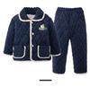 Kids' Winter 3-Layer Quilted Pajamas Coral Fleece Set - Boys, Girls, Babies & Parent-Child Outerwear