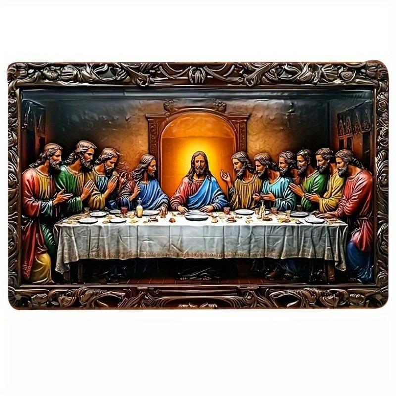 

2d Плоский 30*20м, Дерев яна табличка, натхненна християнством: Вишукана Таємна вечеря, Духовний декор для дому, для дому, для внутрішнього та зовнішнього використання, Дерев яний матеріал Кухня 30*20cm