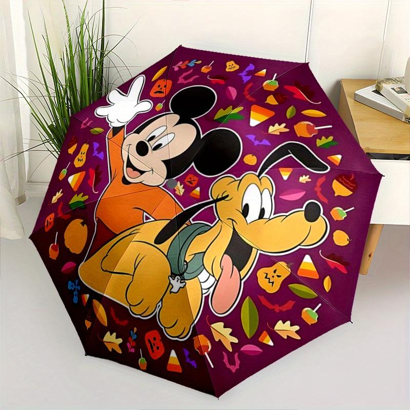

1pc Pluto and Mickey Automatic Opening and Closing Cartoon Umbrella - Suitable for Various Occasions, Outdoor Activities, Lightweight and Du