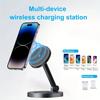 3 In 1 Magnetic Wireless Charger Stand Pad For Magsafe iPhone 16 15 14 13 12 Pro Max  Watch Airpods Fast Charging Station