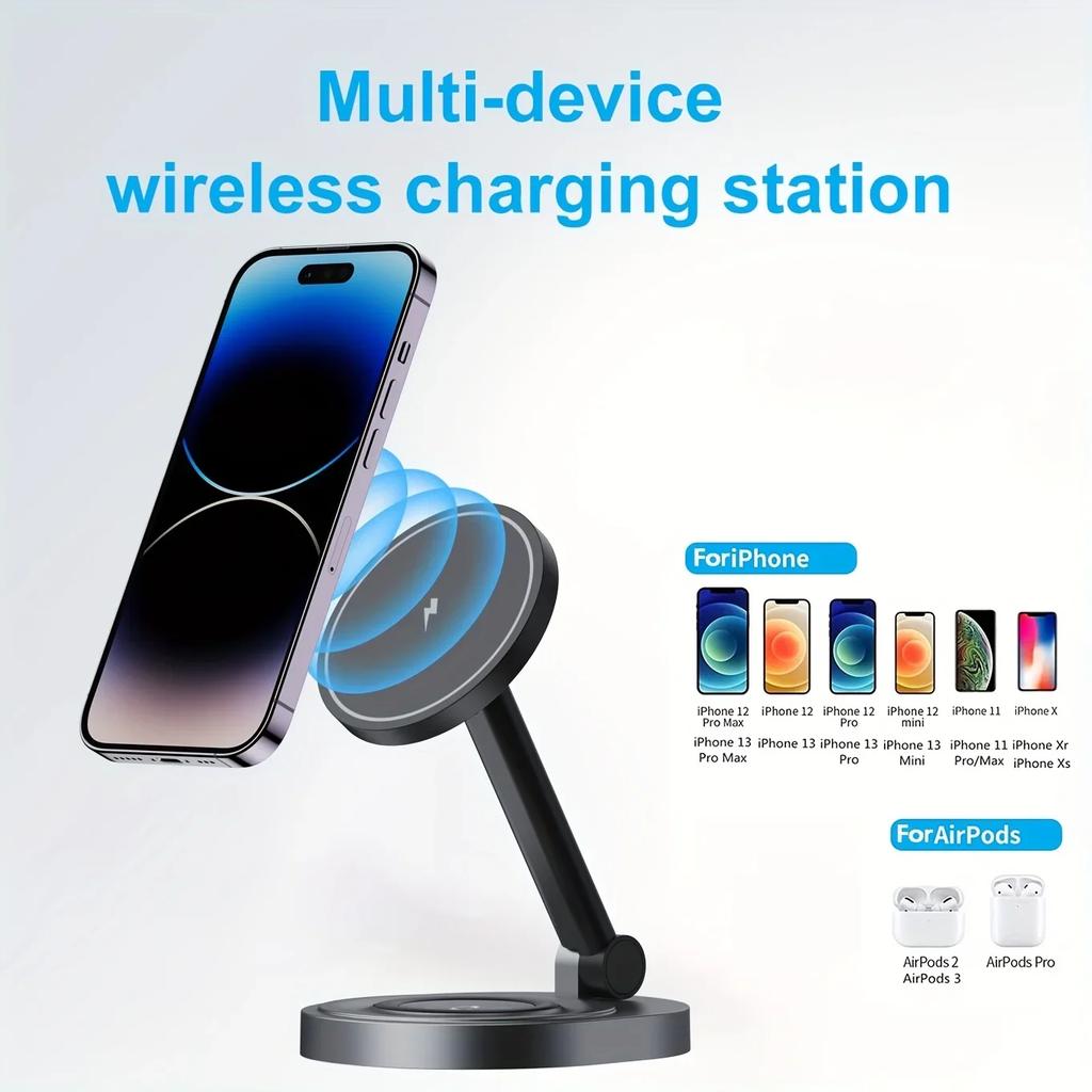 3 In 1 Magnetic Wireless Charger Stand Pad For Magsafe iPhone 16 15 14 13 12 Pro Max  Watch Airpods Fast Charging Station