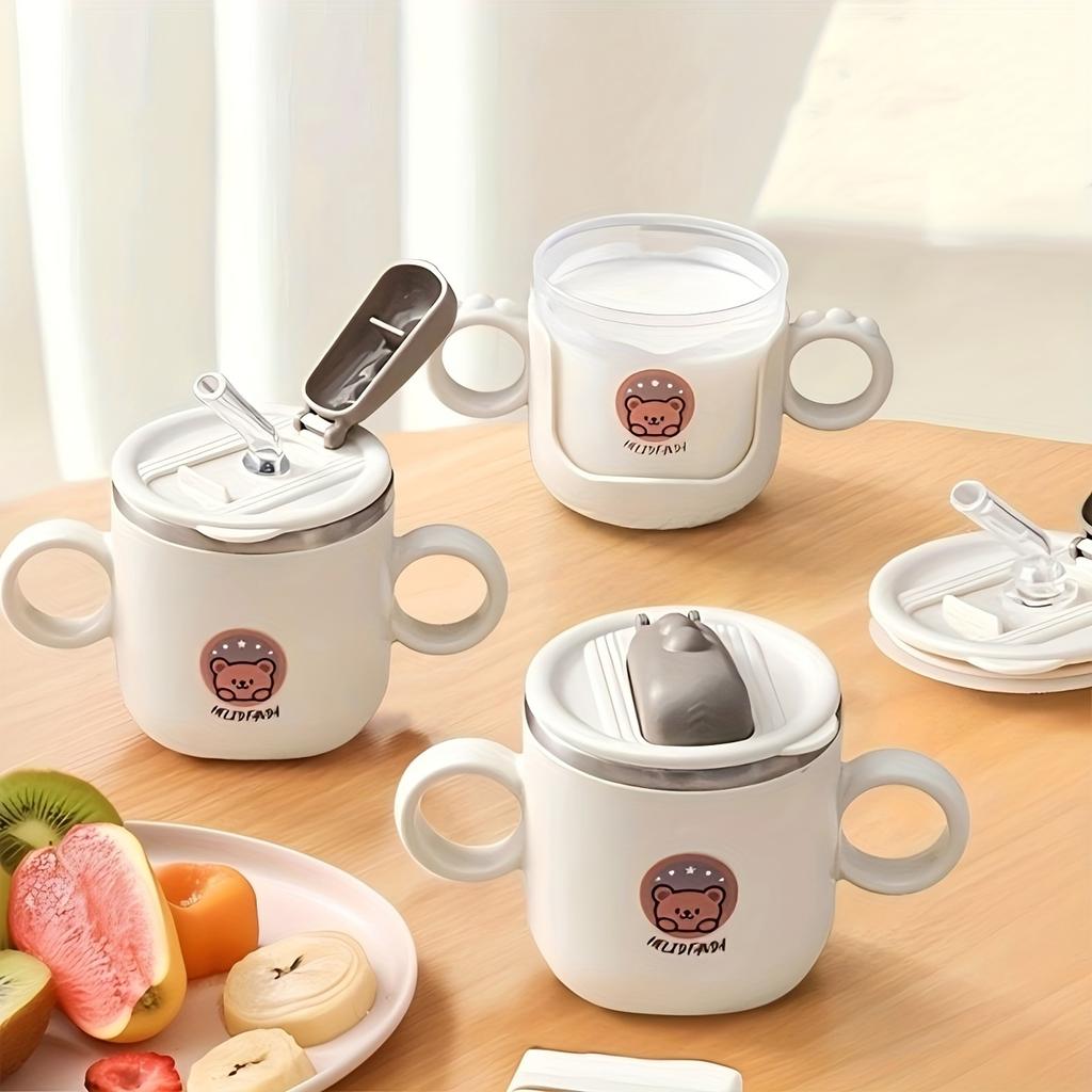 WORTHBUY 250ML Mini 316 Stainless Steel Mug Children Insulated Water Cup Tumbler With Straw&Handle Cute Sealed Milk Coffee Cup