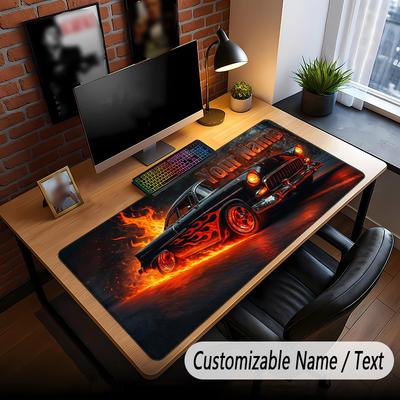Car Racing Theme Custom Mouse Pad Personalized With Name Text Customized Desk Mat For Office Home Decor