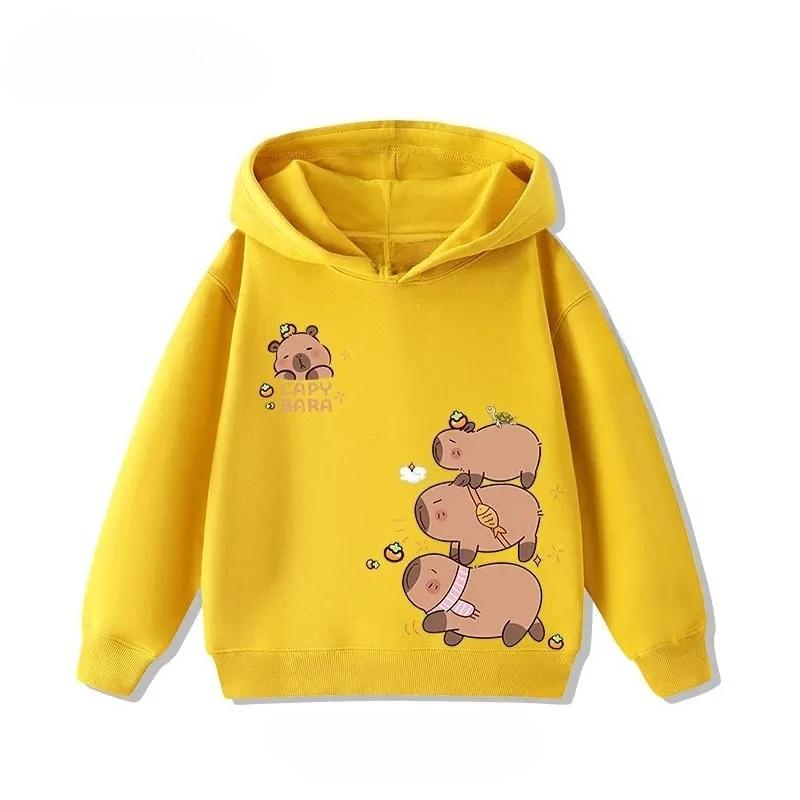 Children's Cartoon Adorable Capibara Autumn Fashion Boys Girls Loose Outdoor Street Kids Hoodies