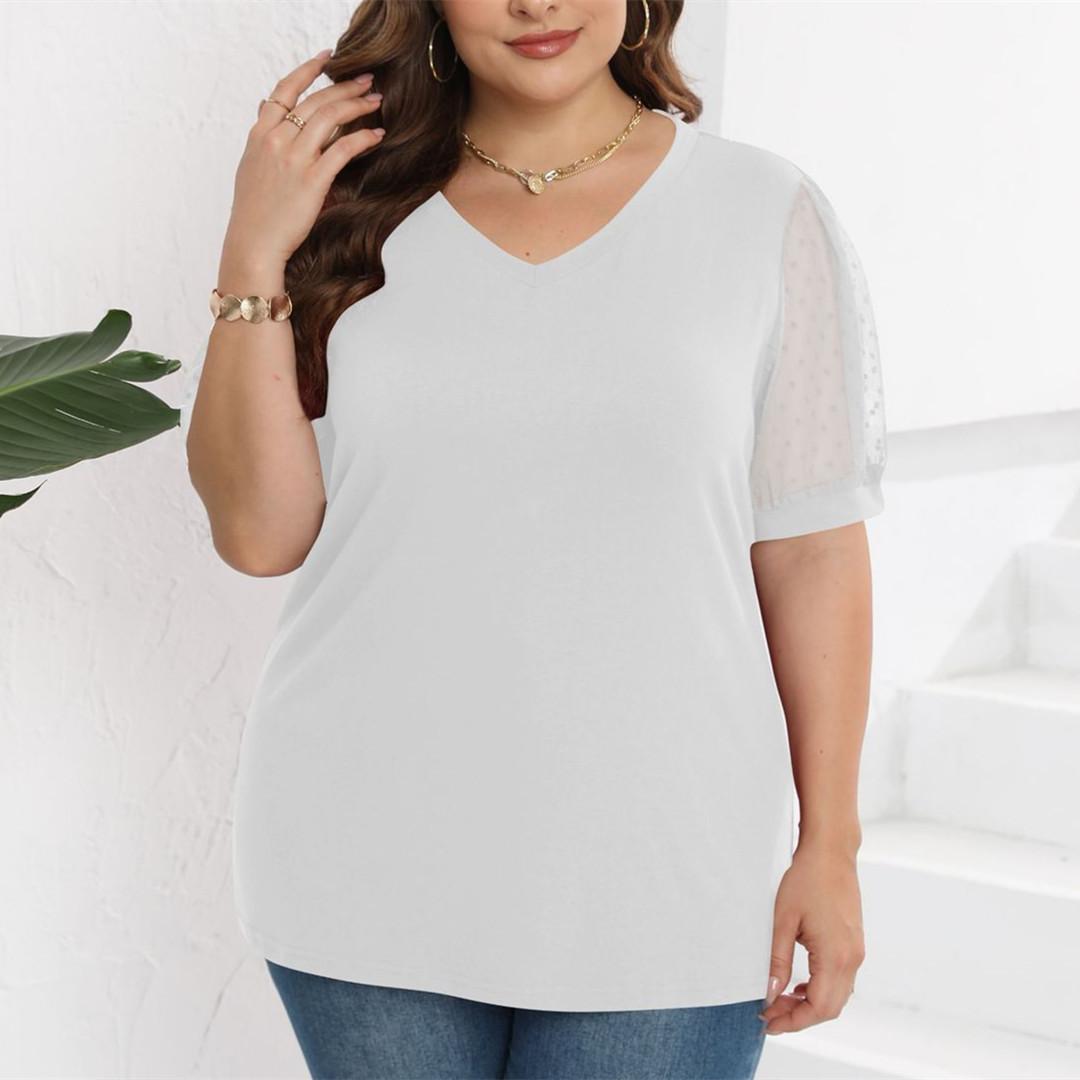 

GMXIA Женские модные повседневные однотонные футболки и топы с короткими рукавами и v-образным вырезом с принтом XXXXXL белый