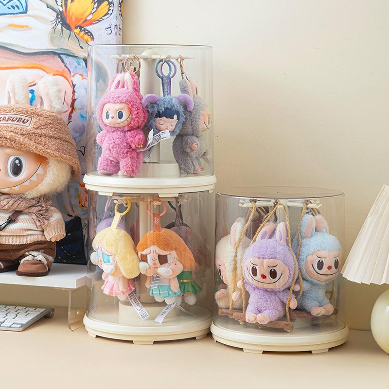 Labubu Vitrine Transparent Drehbarer Aufbewahrungsständer Für Plüschpuppen Blind Box Sammlung Klarer Acryl-Organizer