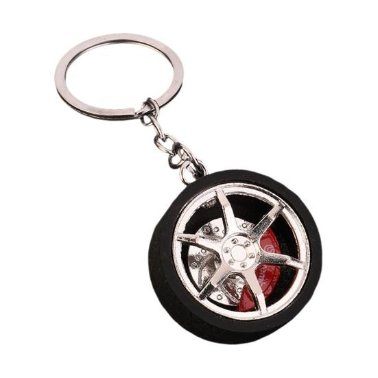 

Keychain Pendant Wheel Caliper Design Zinc Alloy Key Chain with Rubber Tires Racing Style Key Holder Backpack Car Accessory срібний
