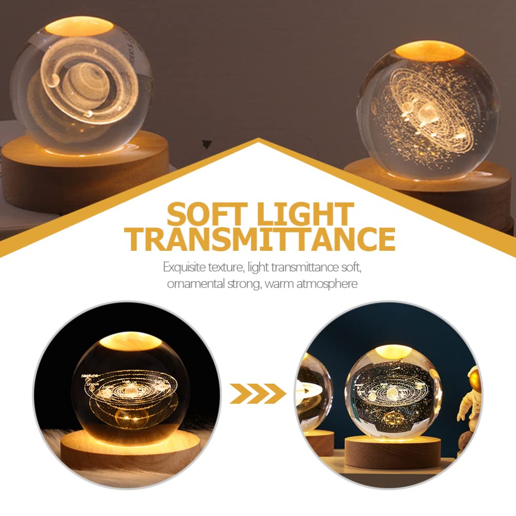 BESTOYARD Kristallkugel, leuchtendes Geburtstagsgeschenk, Saturnlicht, indirekte Beleuchtung, LED-Licht, Nachttischlampe, Innenausstattung, Figur, USB-Aufladung, süße Waren