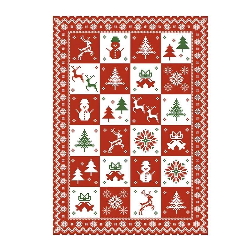 

Carpet for Living Room Red Rug Christmas Home Decoration Floor Mat Advanced Light Luxury Large Area Bedroom Bedside Plush Mats 50X80cm