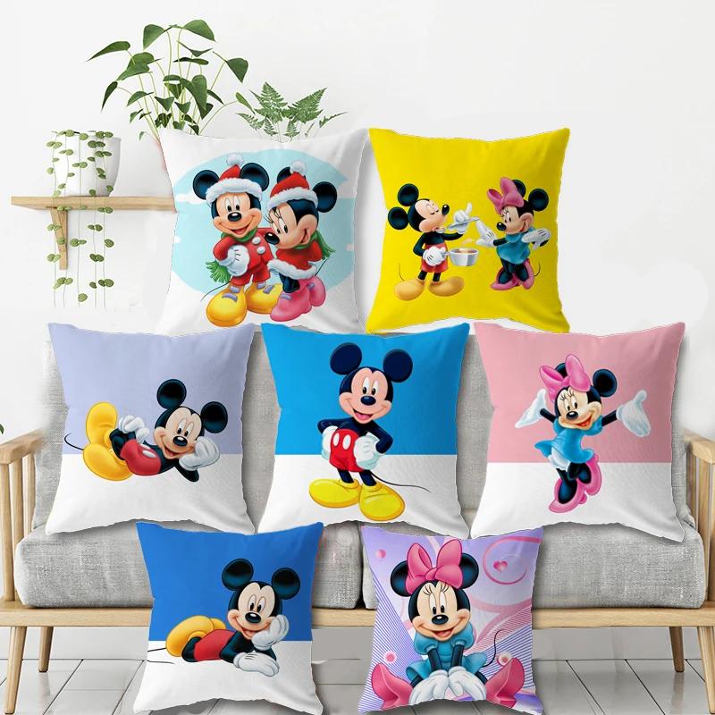Federa per Cuscino Cartone Animato Disney Federa per Cuscino da Abbraccio Copricuscino Mickey Minnie Cuscino per Divano Cuscino per Scuola Materna Regalo 40x40cm 45x45cm