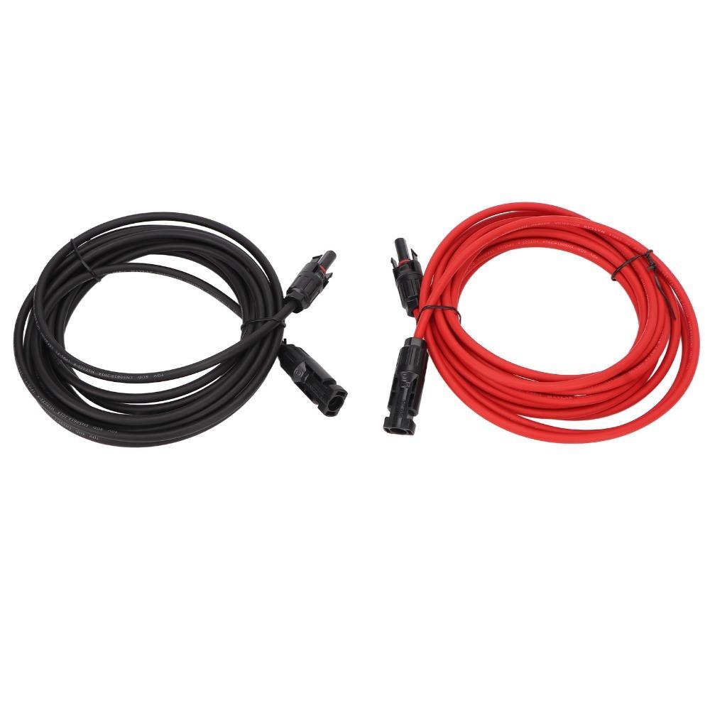 1 Pair Black&Red Solar Adapter Extension Cable 4mm² Solar Extension Cable  Mounted Solar Plug