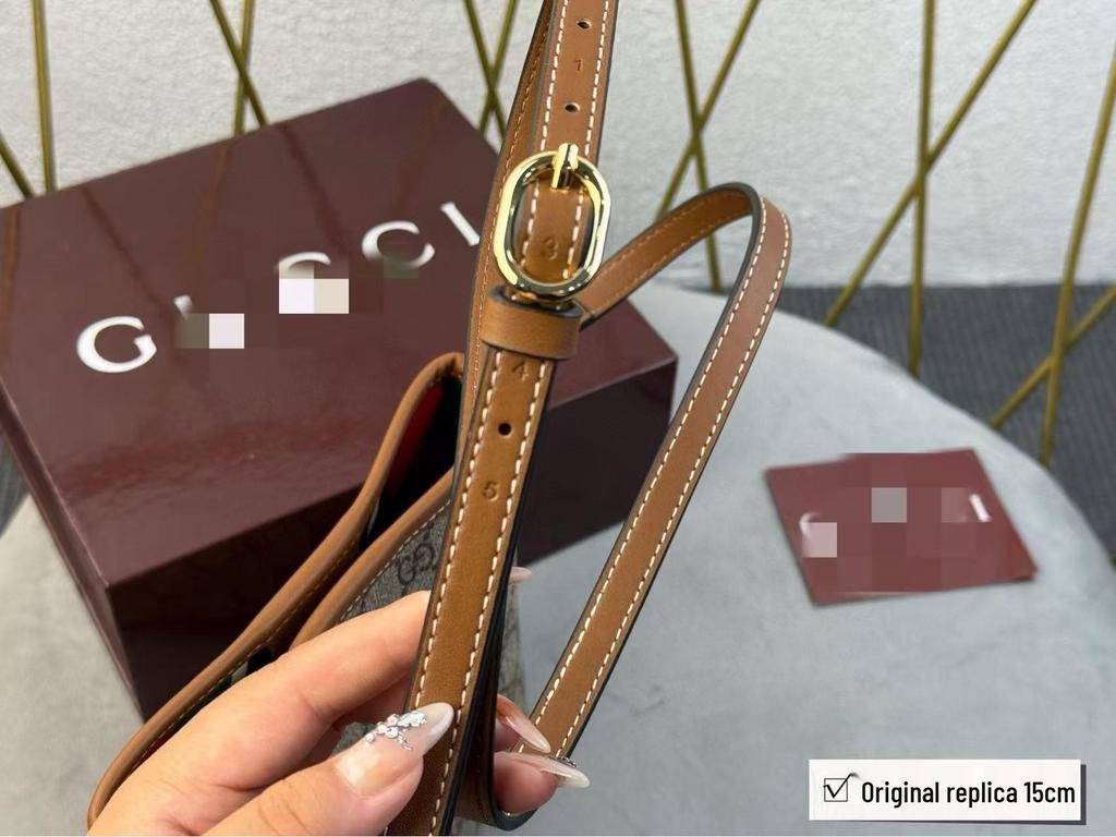 2025 Spring Vintage Monogram Crossbody Medium Bucket Bag - Double GG Series (No Charm)
