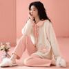 Coral Velvet Pajama Lady Autumn Winter Thickened Sweet Pure Wind Warm Flannel Luxury Outing Home Wear Set Comfortable Antistatic