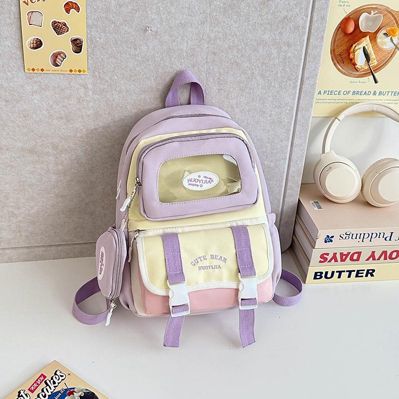 Girls Backpack Junior High School Student Backpack Color Contrast Student Schoolbag