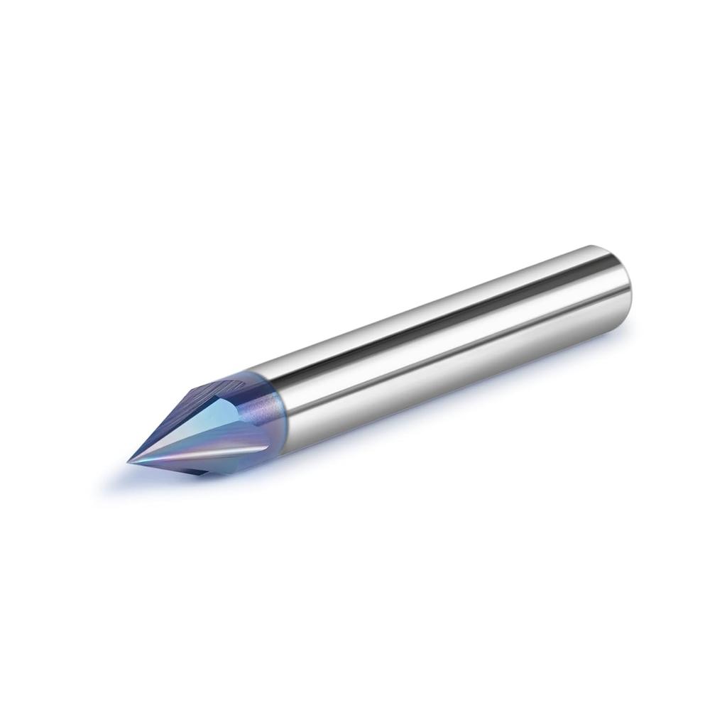 SpeTool 45 Degree V Bit 1/4 Inch Shank, 4-Flute TAC Coated Solid Carbide Chamfer End Mill for Caving V Groove and Sign