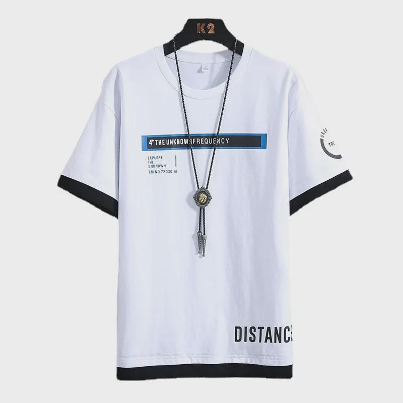 Camiseta de Verano para Hombre 2020 de Moda de Corte Holgado de Media Manga Dos en Uno