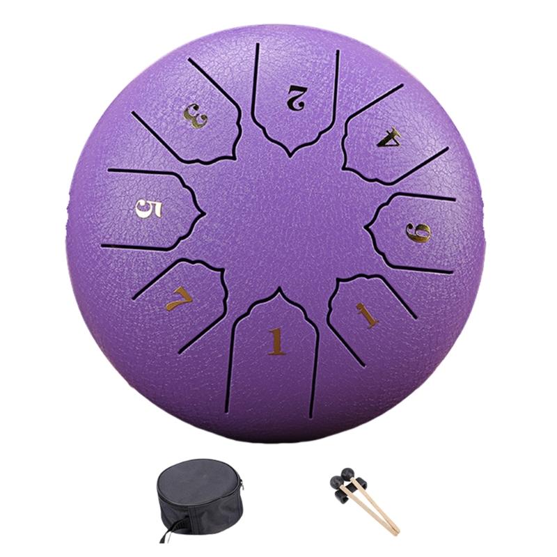 Steel Tongue Drum 6Inch 8 Notes Drum Tone Handpan Hand Drum Percussions Musical Instrument with Drumstick purple1