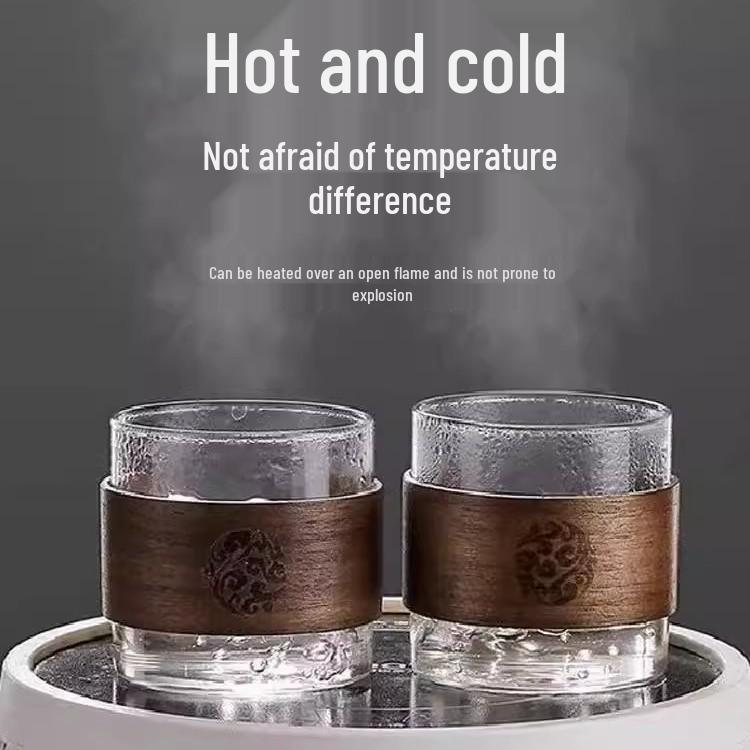Elegant Heat-Resistant Glass Tea Cup with Wood Card - Perfect for Home Use and Guest Reception