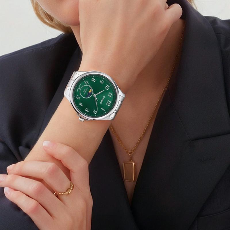 

CASIO G-SHOCK series 50 meters waterproof, casual and versatile, Quartz, Steel Strap, , same style for men and women, green dial MTP-M110D-3AV зелений
