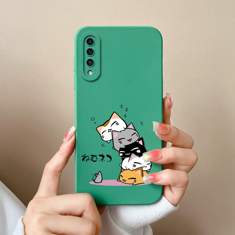 For Samsung Galaxy A50 A50S Phone Case Cartoon Liquid Silicone Full Coverage Anti Drop Shell For Samsung A 50 A50 S Bumper Funda