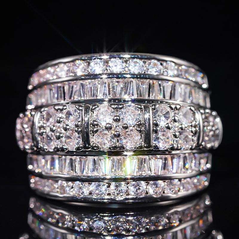 

Великолепное широкое кольцо, темпераментное, повседневное, для вечеринок, с ярким кубическим цирконием, роскошные женские аксессуары для юбилея 10