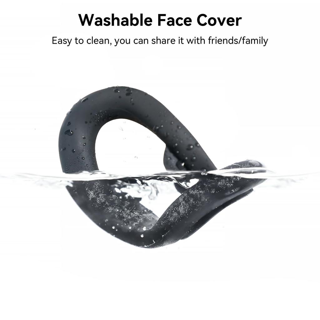 Replacement Silicone Face Cover for AMVR QUEST VR Face Reduces Light Leakage 3S, Cushion, Stain-Resistant, Sweat-Resistant, Washable, (Black)