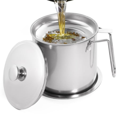 RITTER Oil Pot and Strainer (Stainless Steel, 1.4L) [Supervised by a Food Coordinator (and Active Chef)] Compliant with Food Sanitation Laws/For Stori