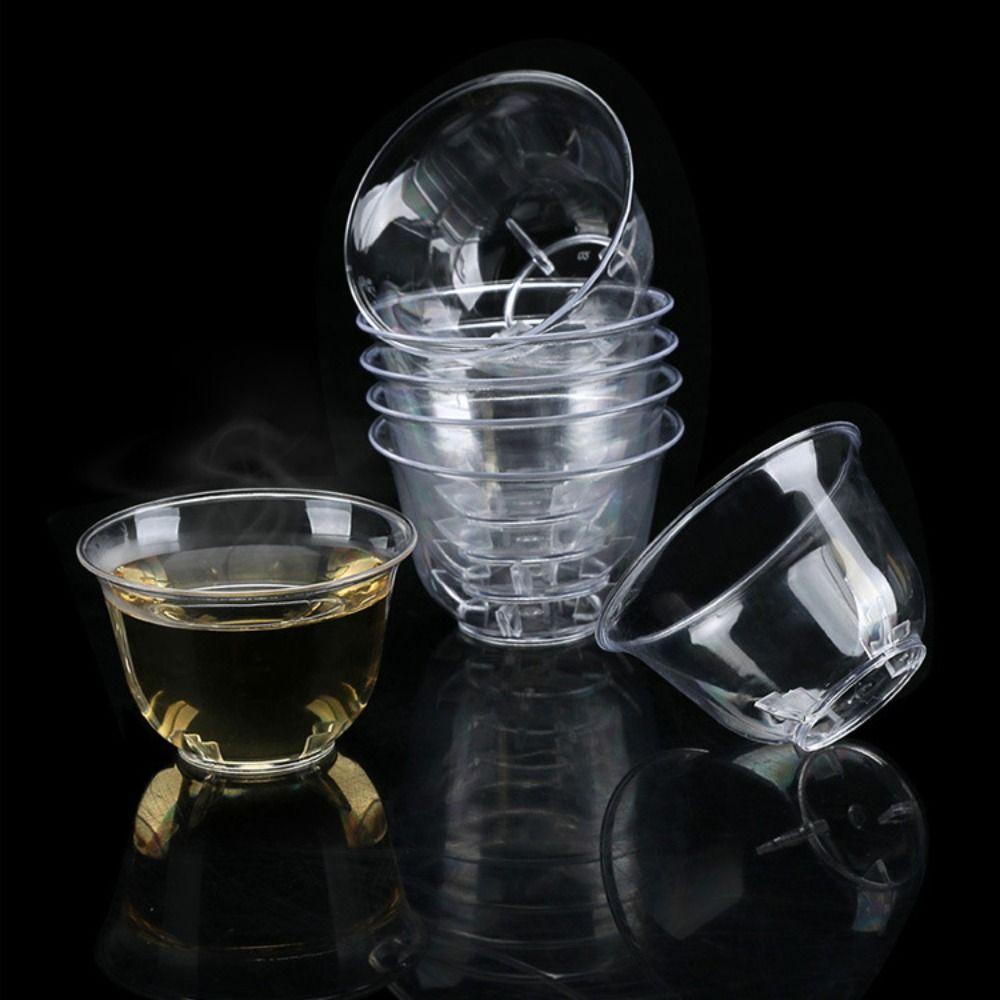 40pcs Disposable Shot Cup 60ml Kung Fu Tea Cup Mini Clear Plastic Tea Cup  Office
