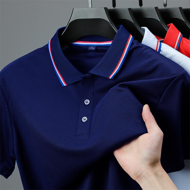 Men's Casual Solid Color Short Sleeved Polo Shirt Summer Fashionable Comfortable Versatile