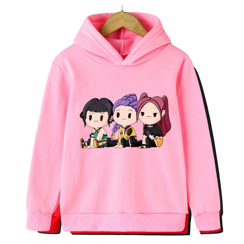 KPOP Devil Hunter Boy Girl Hoodie Street Sports Casual Trendy Harajuku Cartoon Children Autumn Winter Sweatshirt Clothing Top