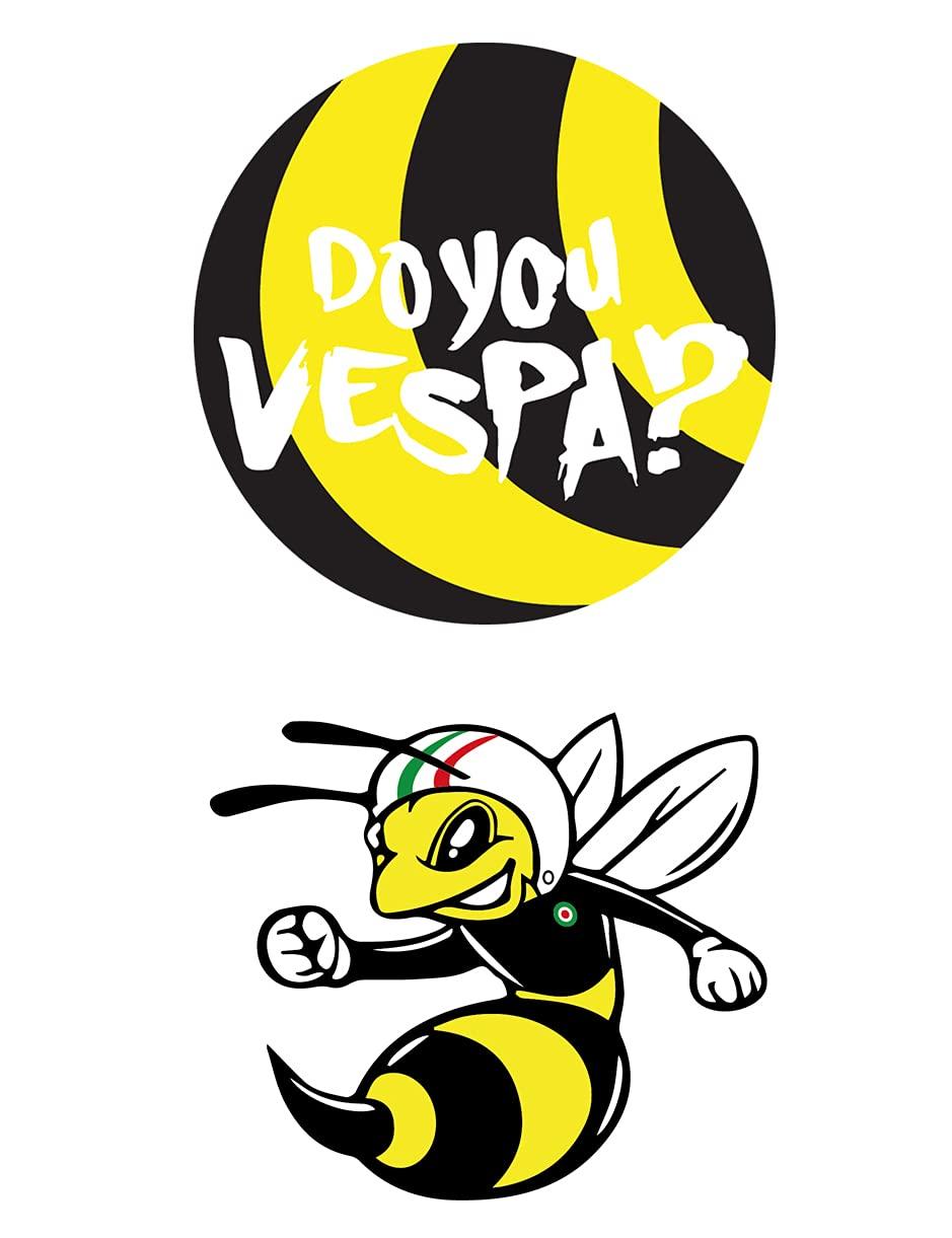 

Мотоцикл Автомобиль Наружная Водонепроницаемая Наклейка ПЧЕЛА, VESPA Vespa, Шлем Набор из 2 штук (Пчела) Bee чёрный