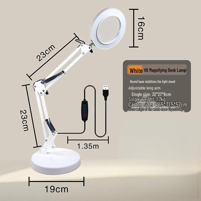 LED Long Arm Desk Lamp with Magnifying Glass – Cross-Border Eye Protection for Reading, Learning, Welding, and Repairs