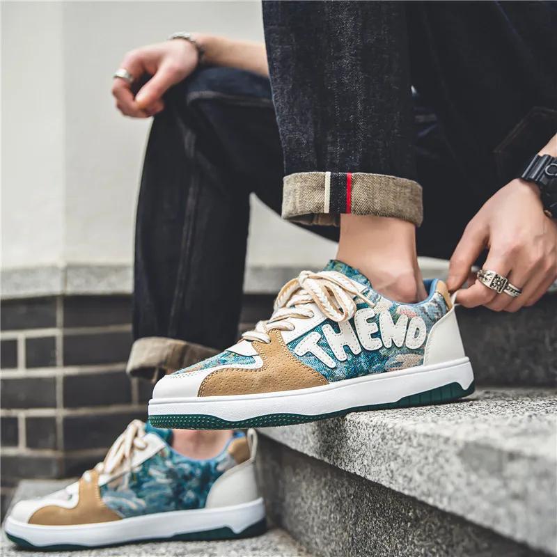 Colorful Color Shoes for Men New All-match Casual Trend Korean Fashion Sneakers Men's Lace-up Platform for Men Casual Shoes