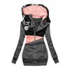 Women's 2024 Zipper Color Block Print Hooded Sweatshirt Jacket