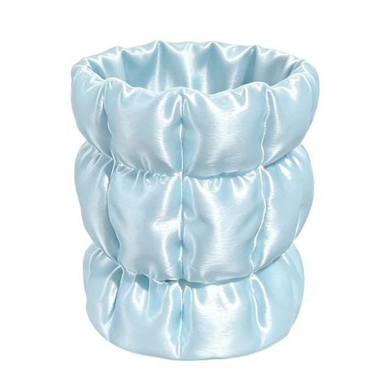 Yousheng Macaron Color Pen Holder, Cloud Pleat Design Pencil Holder, Soft Satin Compact Desktop Organizer for Pens Makeup