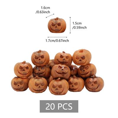 20pcs Resin Halloween Pumpkin Decoration Reusable Scary Mini Fake Simulation Pumpkin Funny Creative Halloween Ornaments