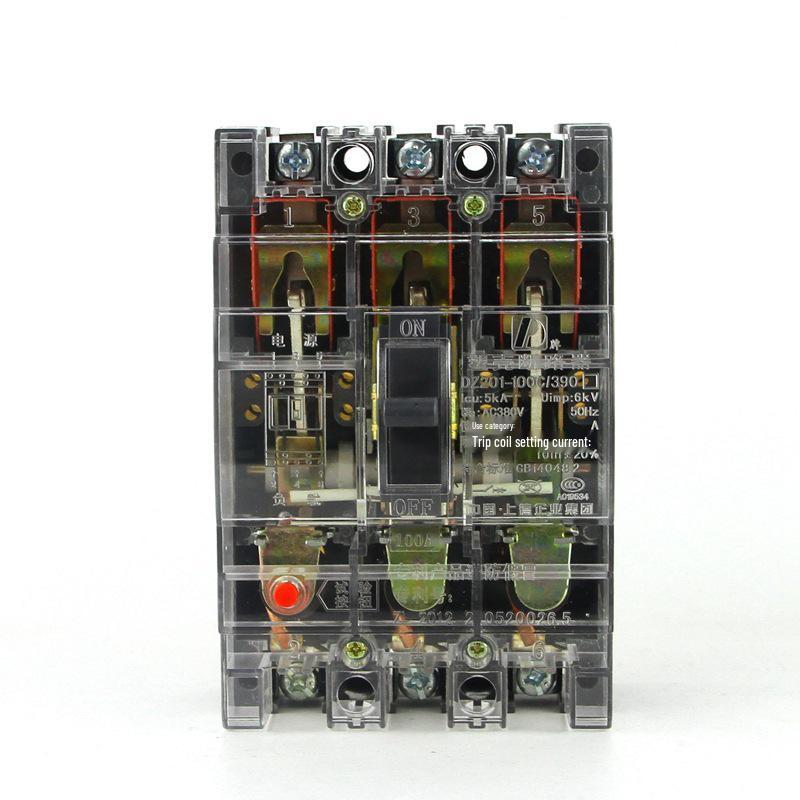 Transparent Plastic Circuit Breaker Air Switch DZ15-100/390, 100A 3P, 63A Three-wire.