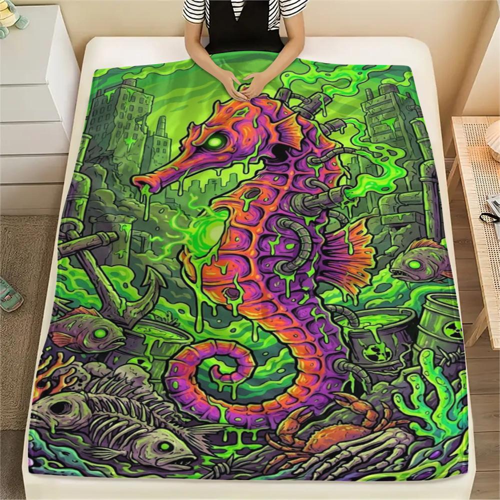 Corrosive marine organisms Print Flannel Blanket,High quality Comfortable for All Seasons,Home Decor,Warmth and Comfort,Perfect for Christmas Gifts