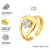 Fashion Stainless Steel Open Ring Minimalist for Women, Unique Adjustable Geometric Stacking Ring Gold Plated Waterproof Jewelry