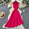 French light luxury sleeveless knitted irregular dress women's summer retro A-shaped skirt, thin temperament commuter dress