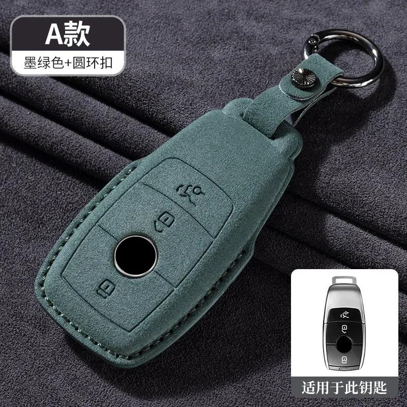 Leather Car Remote Key Case Cover For Mercedes Benz A C E S G Class GLC CLE CLA GLB GLS W177 W205 W213 W222 X167 AMG Keychain