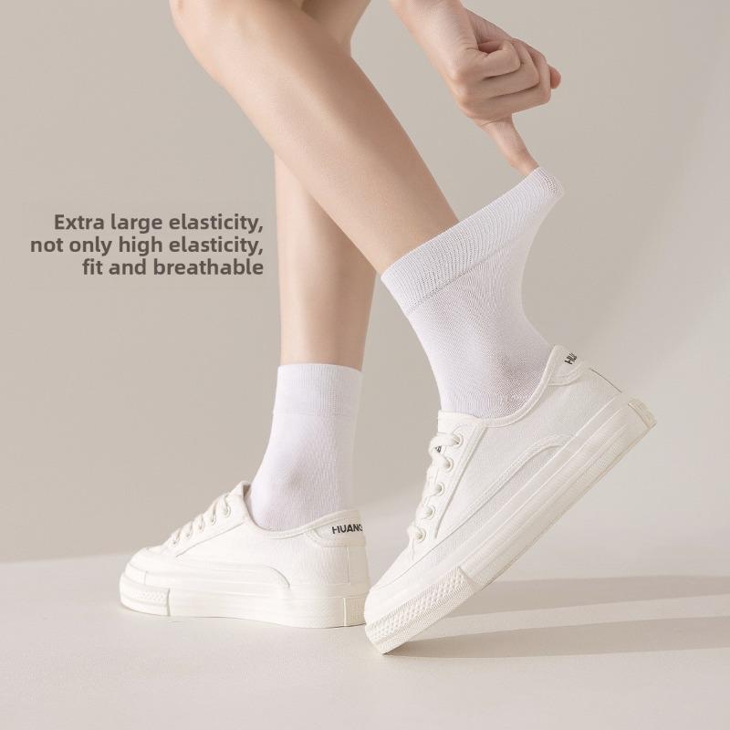 5 Pairs of Female Spring and Summer Mesh Breathable Sweat Absorbing Antibacterial Tube Socks